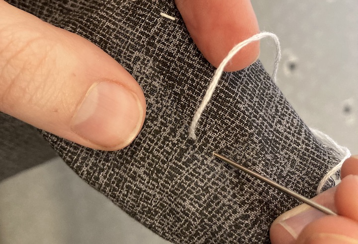 The needle is place behind the thread instead of in front