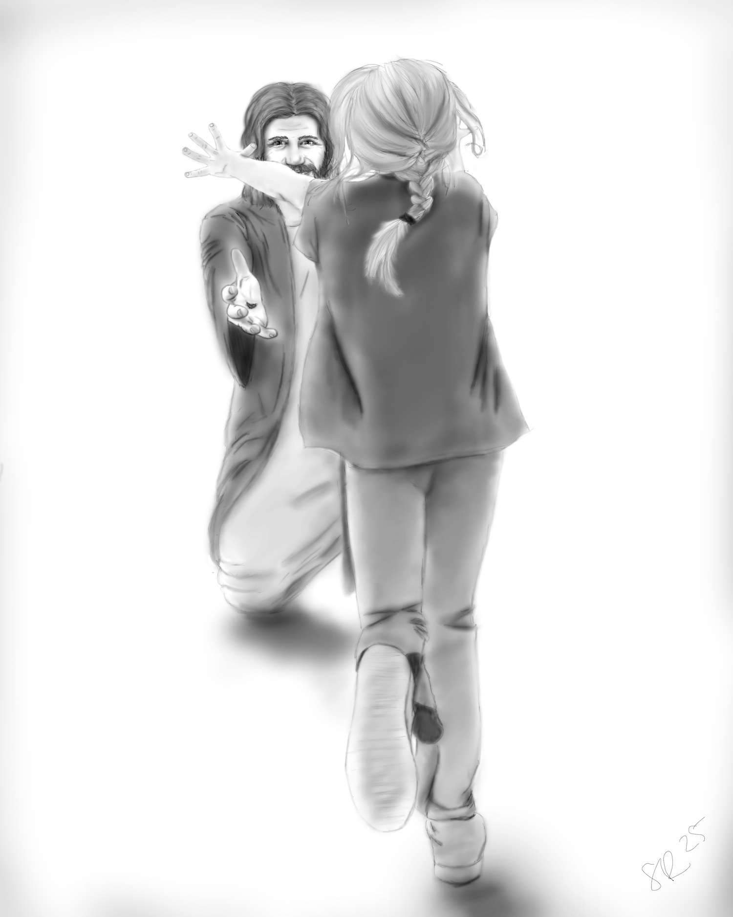 A Child running toward Christ when He comes again.