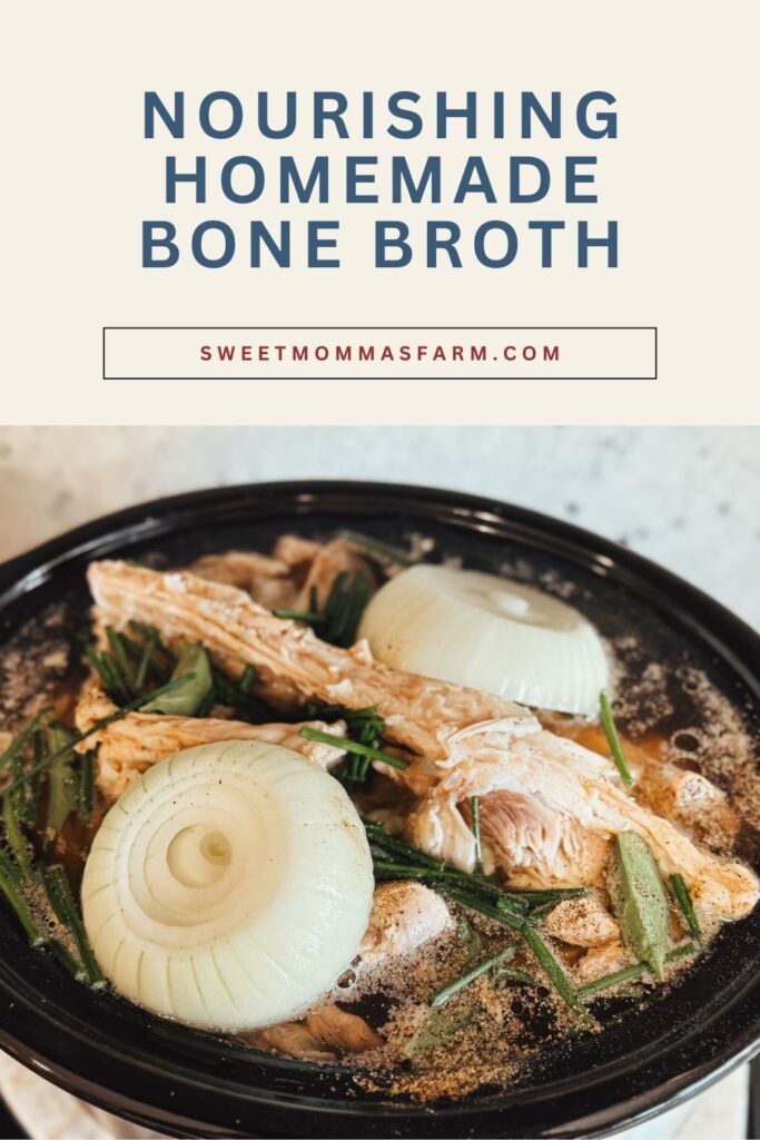 Homemade bone broth simmering